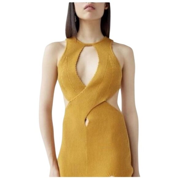 For Love And Lemons Maggie Midi Dress Gold Size Small - Picture 6 of 15